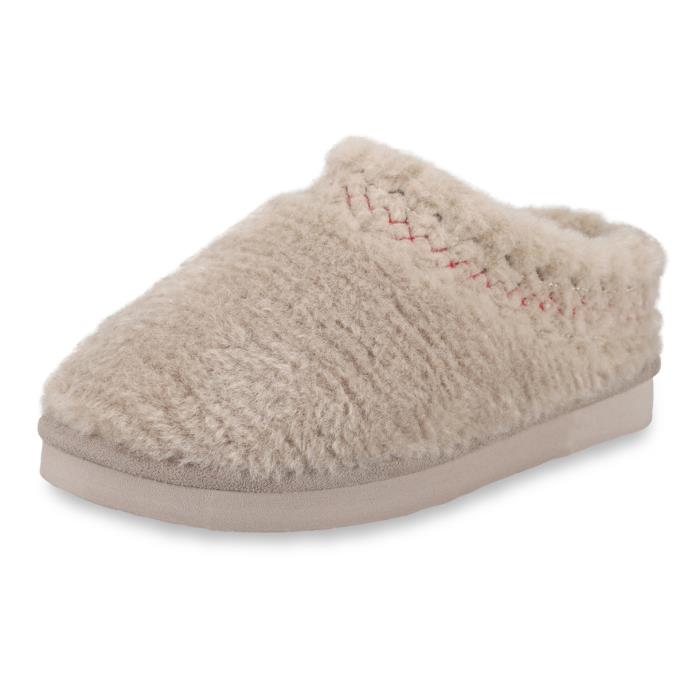totes® Icons Ladies Borg Mule Slipper With EVA Sole Light Grey Extra Image 3